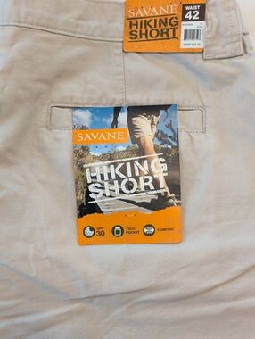 Savane 42 Walking Hiking Shorts Light Beige Stone Active Outdoor Travel New